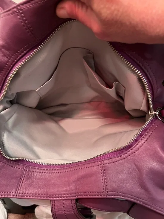 Coach Purple Leather Hobo Shoulder Bag Turnlock Buckle Large EUC - Picture 8 of 14